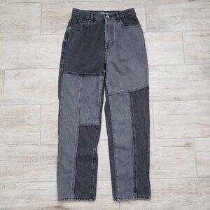 Pacsun High Rise Straight Jeans Women's Patchwork Color Panel Buttonfly Mom 26
